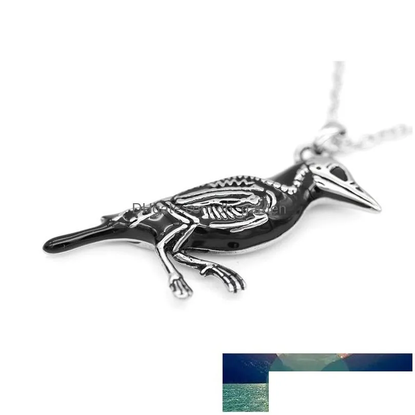 trending gothic punk retro  crow skull pendant mens fashion novelty locomotive accessories necklace hip hop jewelry gift factory price expert design