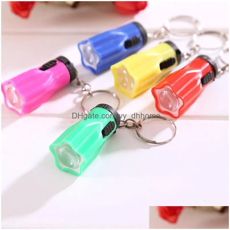 flashlight keychain pendant creative plum blossom led flashlight key chain strong light keyring mixed color