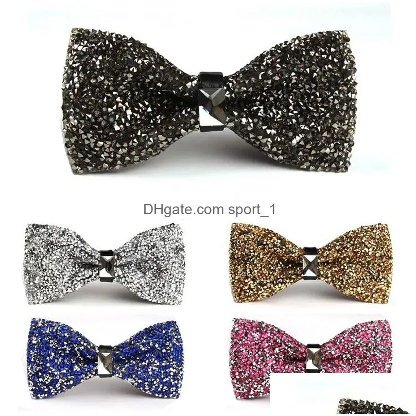 sparkly diamond bow ties necktie bar festival party decoration bowknot wedding fashion accessories