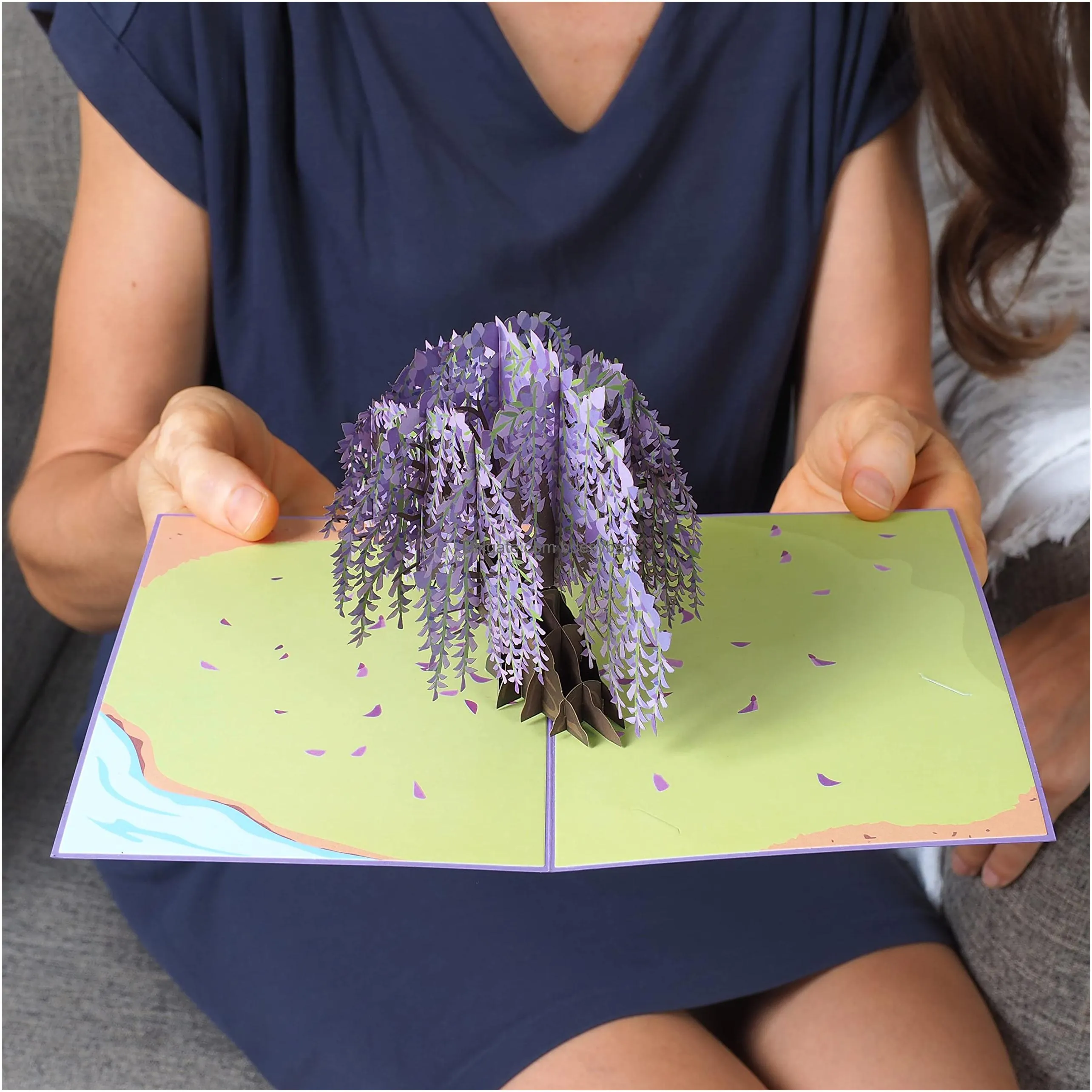 3d  up card wisteria tree for mom adults or kids mothers day all occasions 5 x 7 cover includes envelope and note tag