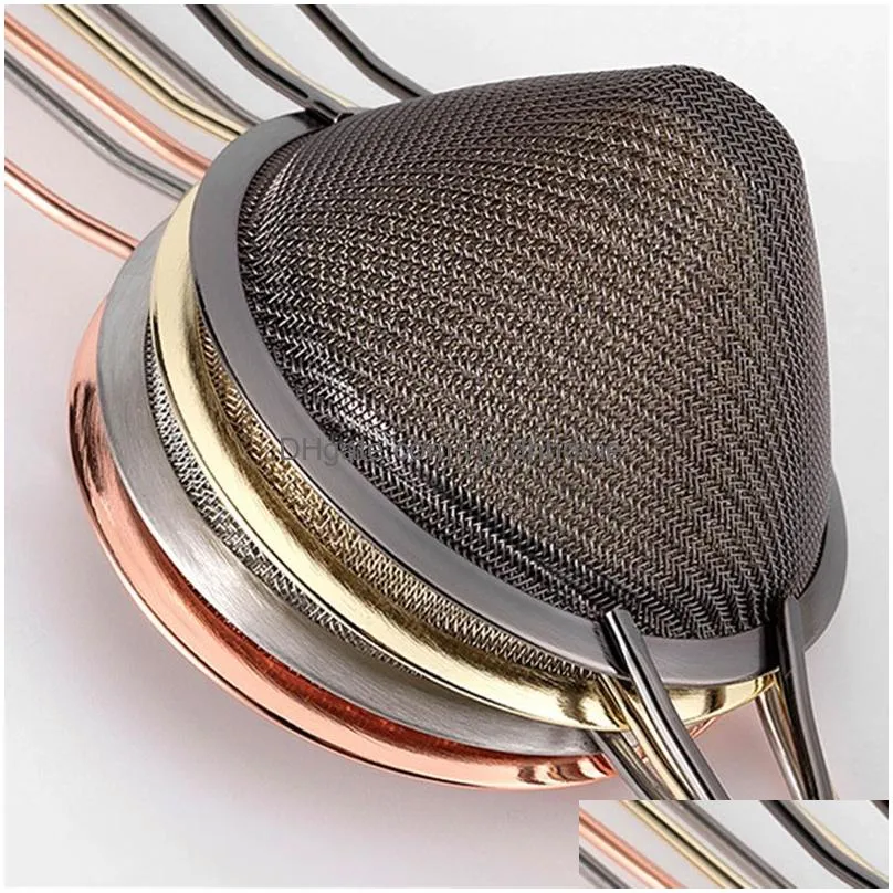 304 stainless steel strainer with long handle and tapered pointed ears flour sieve oil spill spoon mesh filter multifunctional kitchen