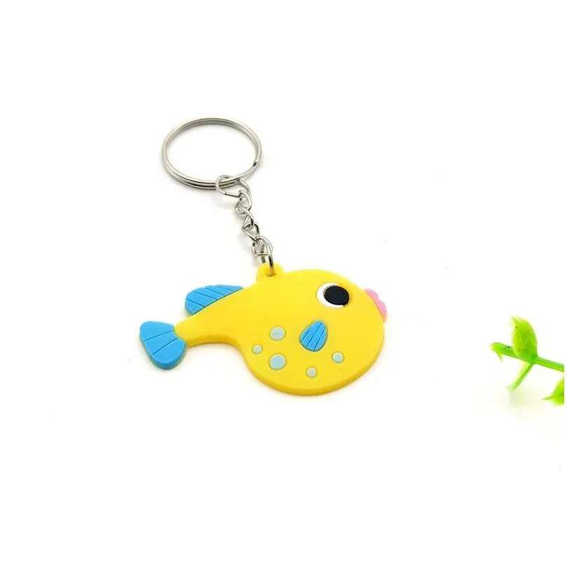 pvc tropical fish keychains marine animal cartoon keychain pendant keyring fashion accessories key chain