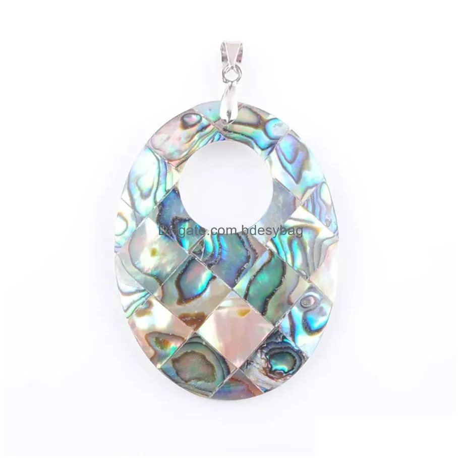 natural abalone shell pendant heart oval round cross bead pendants necklace ocean style jewelry for women men bn333