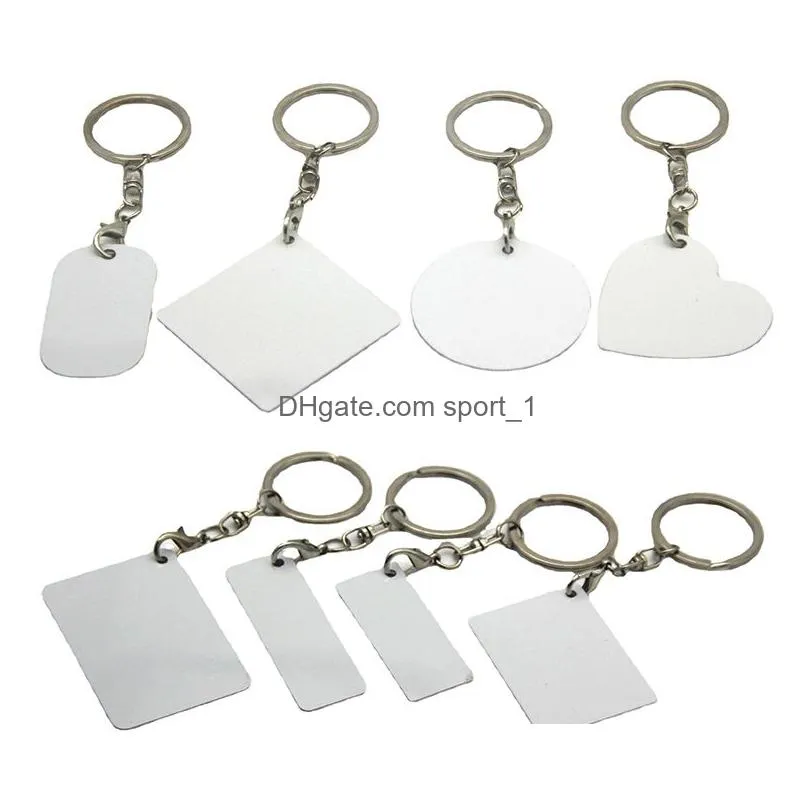 7 style double sided heat transfer keychains pendant sublimation blank metal keychain luggage decoration key ring diy gift