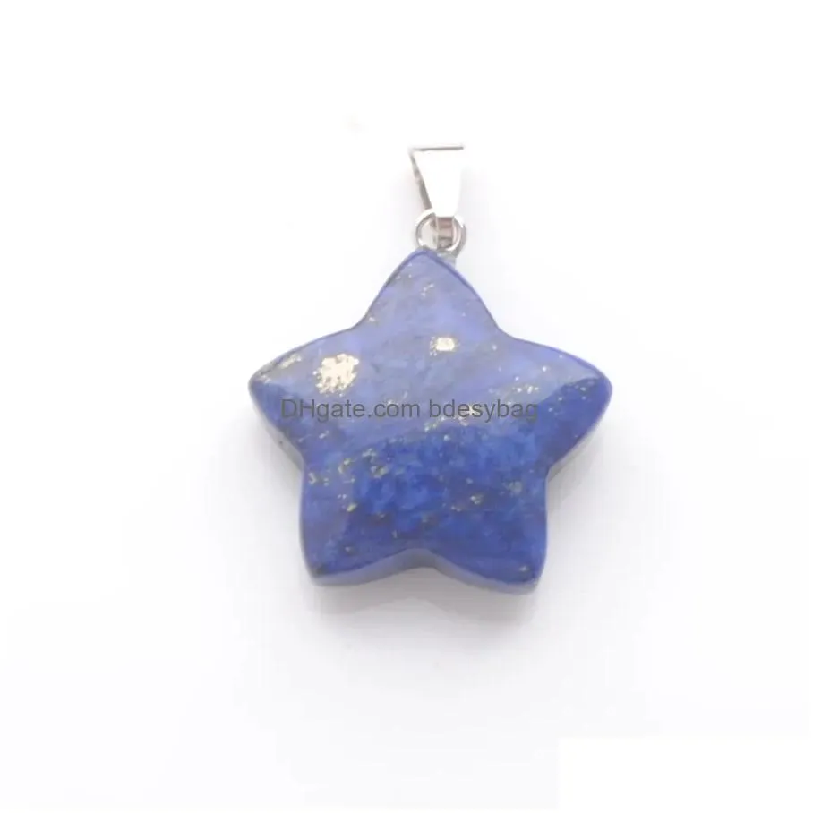 natural gem star charms dangle pendants lapis lazuli amethysts rose quartzs opal beads for earrings jewelry making fashion bn403