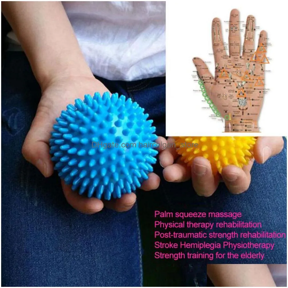 7.5cm spiky foot massage ball hand body stress relief massager trigger point health care sport toy random color 300