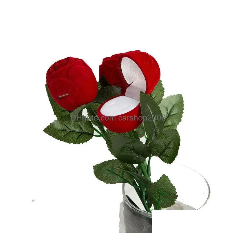red rose shaped jewelry cases decorative flowers display packaging gift boxes ring surprise proposal accessories box valentines day