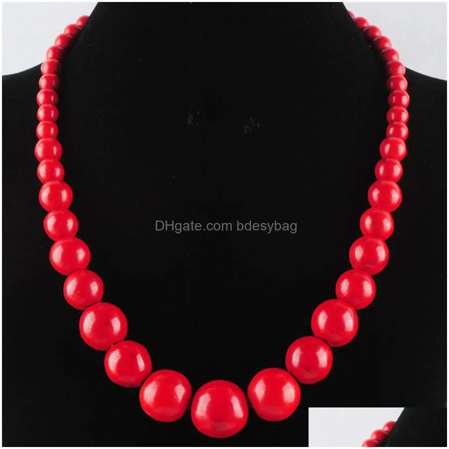 chokers necklaces for women jewelry white red blue turquoises stone graduated round beads beaded strand 19 inches bf313