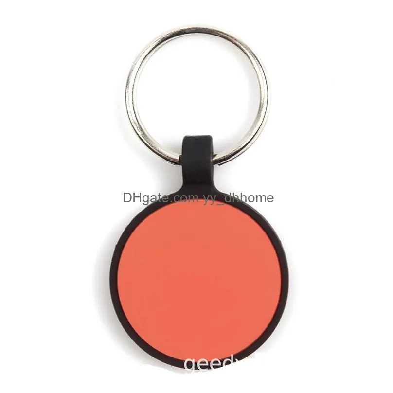 food grade silicone pet tag keychains diy round cat and dog tags pet id card keyring