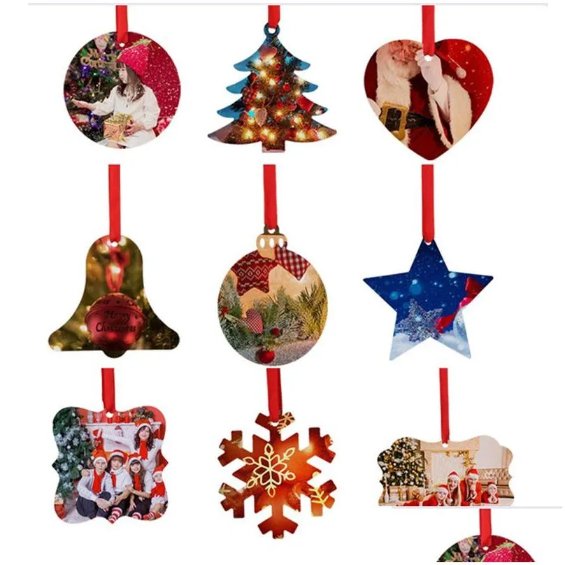 diy christmas pendant sublimation blank snowflake bells heat transfer christmas decoration