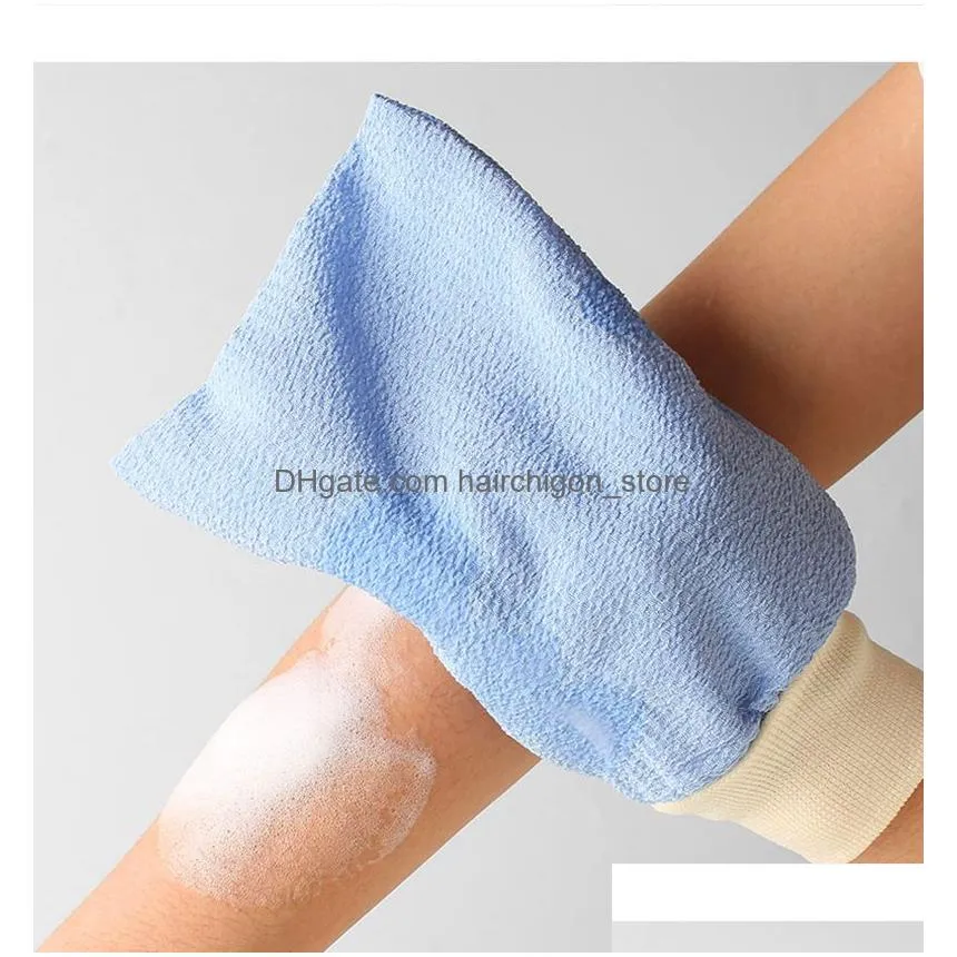 double layer exfoliator mitt bath shower dead skin removal gloves exfoliating glove bath scrubbing supplies tool