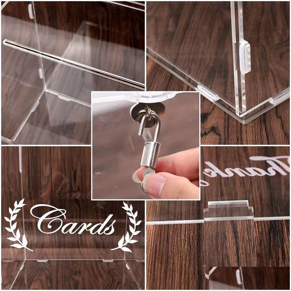 other event party supplies ourwarm clear acrylic wedding card box with lock and sign for reception security money birthday baby shower