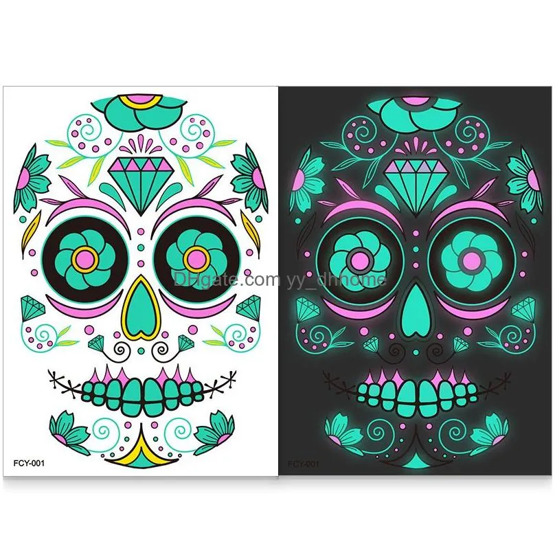 halloween decoration stickers luminous sticker skull tattoo stickers carnival funny supplies