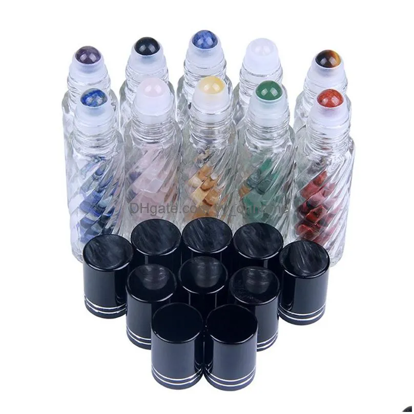 10ml jade roller ball bottle crystal stone thread essential oil bottle portable empty cosmetic bottles