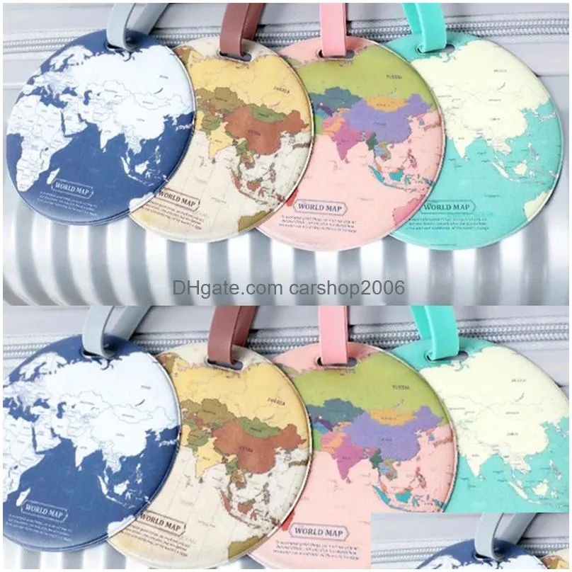 creative map luggage tag party favor diy round travel label keyring luggage bag pendant keychain gift