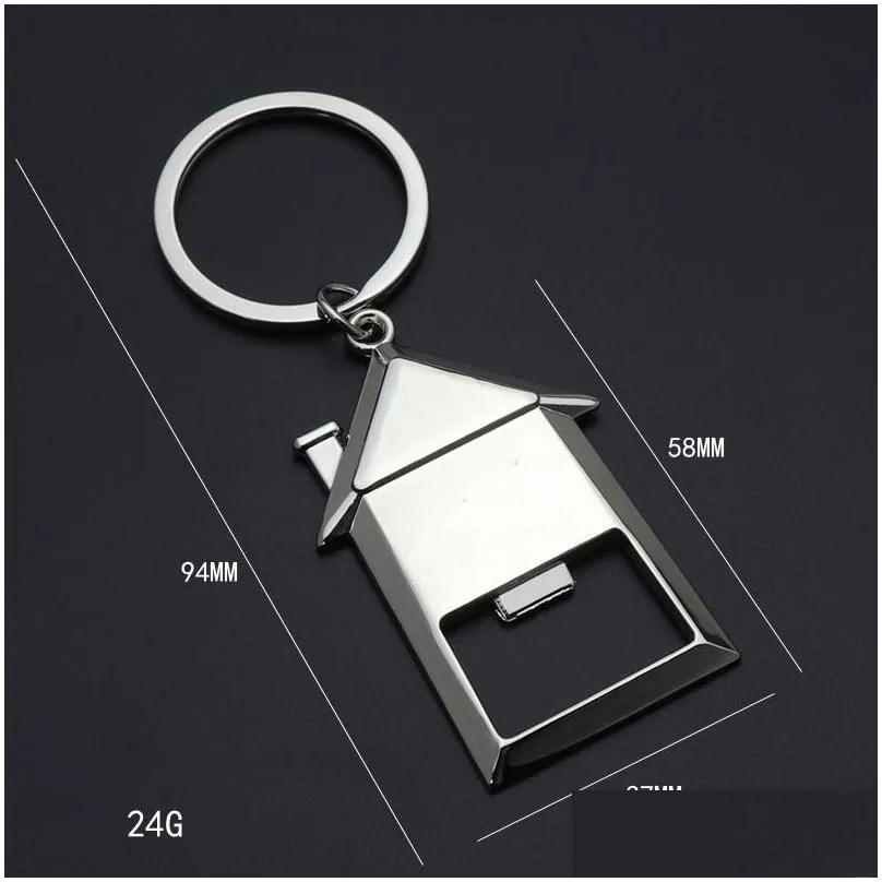 creative house keychain pendant real estate bottle opener keychains promotion gift keyring