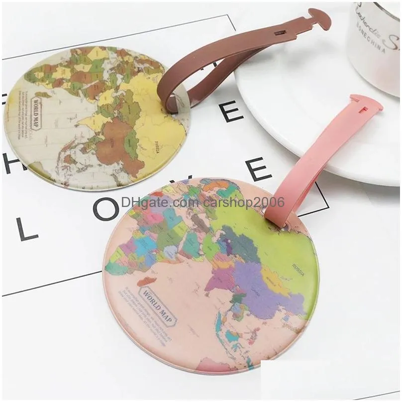 creative map luggage tag party favor diy round travel label keyring luggage bag pendant keychain gift
