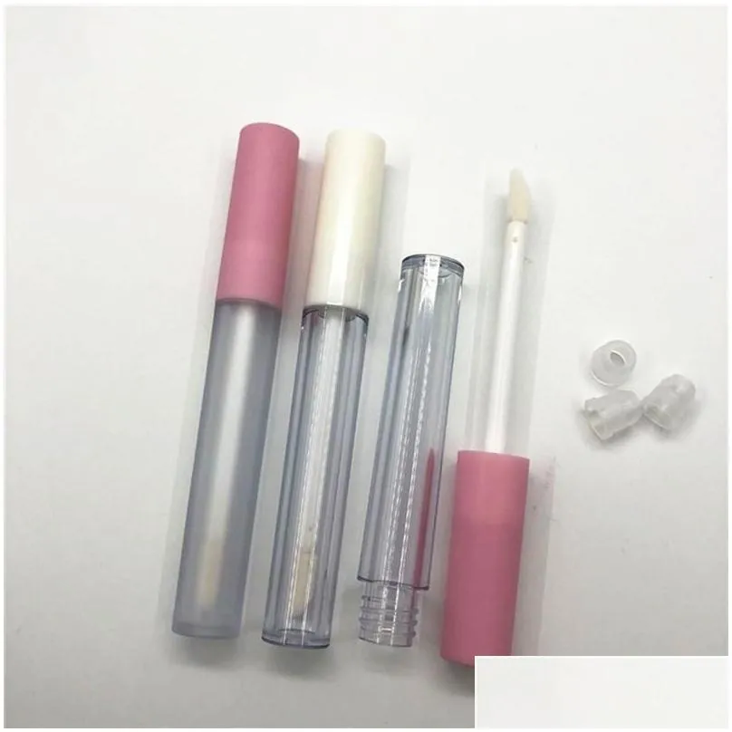 2.5ml frosted clear empty lip gloss bottles containers tube lid balm lids brush tip applicator wand rubber stoppers