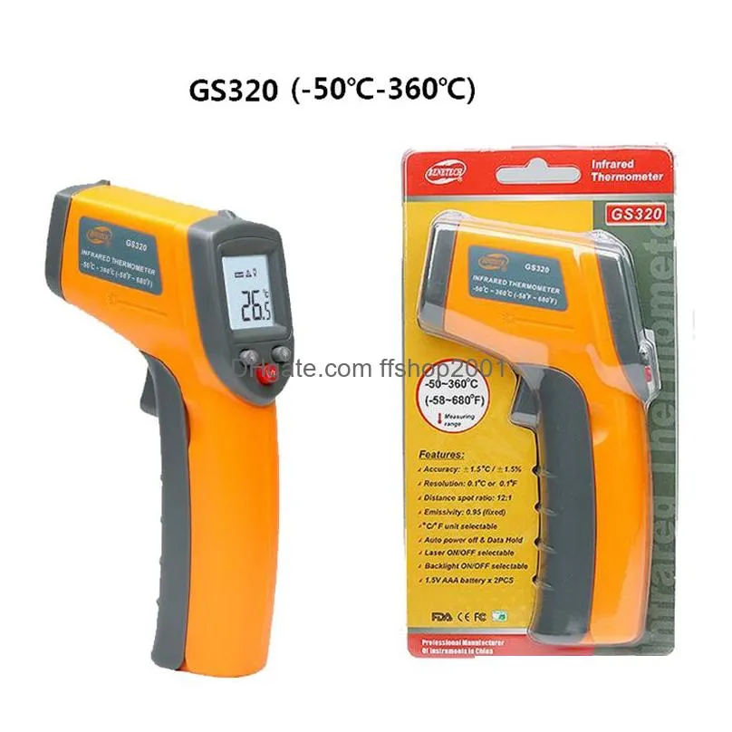 portable electronic temperature instruments digital infrared thermometer 50400ﾰc non contact pyrometer ir laser point gun tester