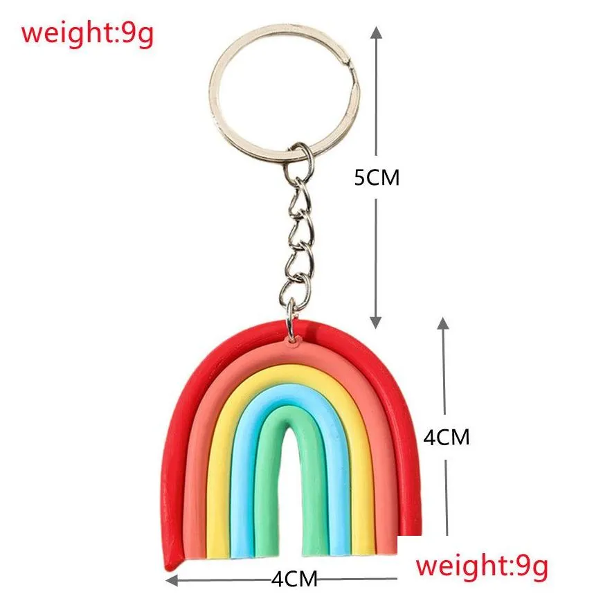 rainbow keychain cartoon keychain bag decoration pendant keyring 3 colors