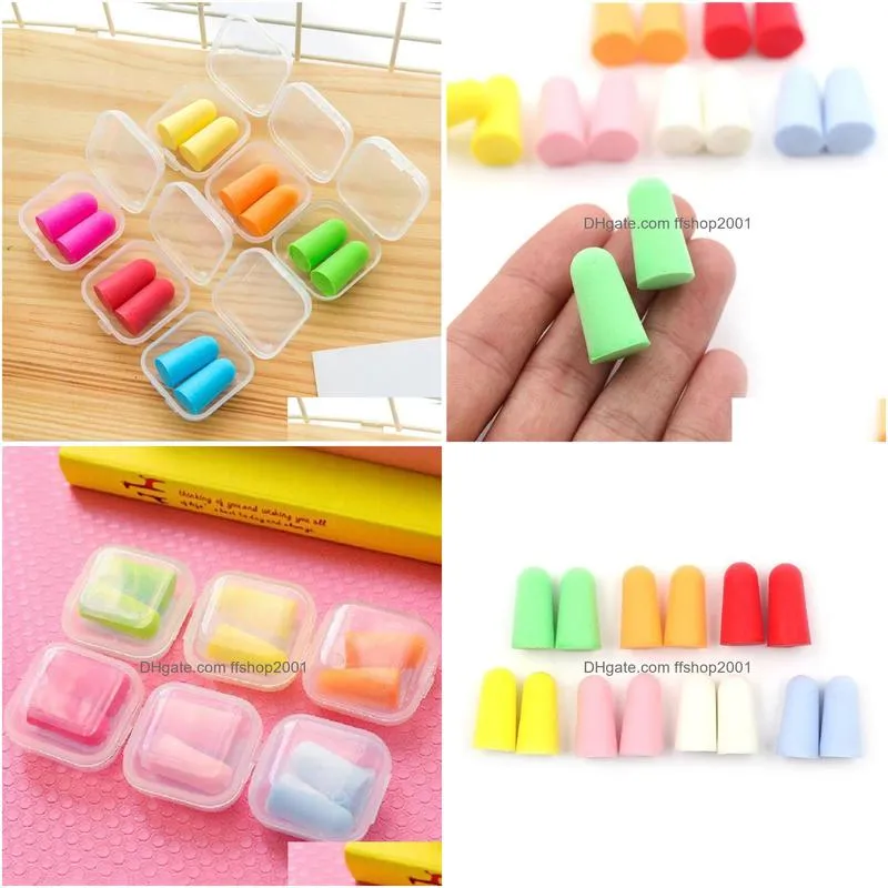 6 colors sponge anti noise earplugs favor special outdoor portable boxed earplug for sleep are soft comfortable and reusable