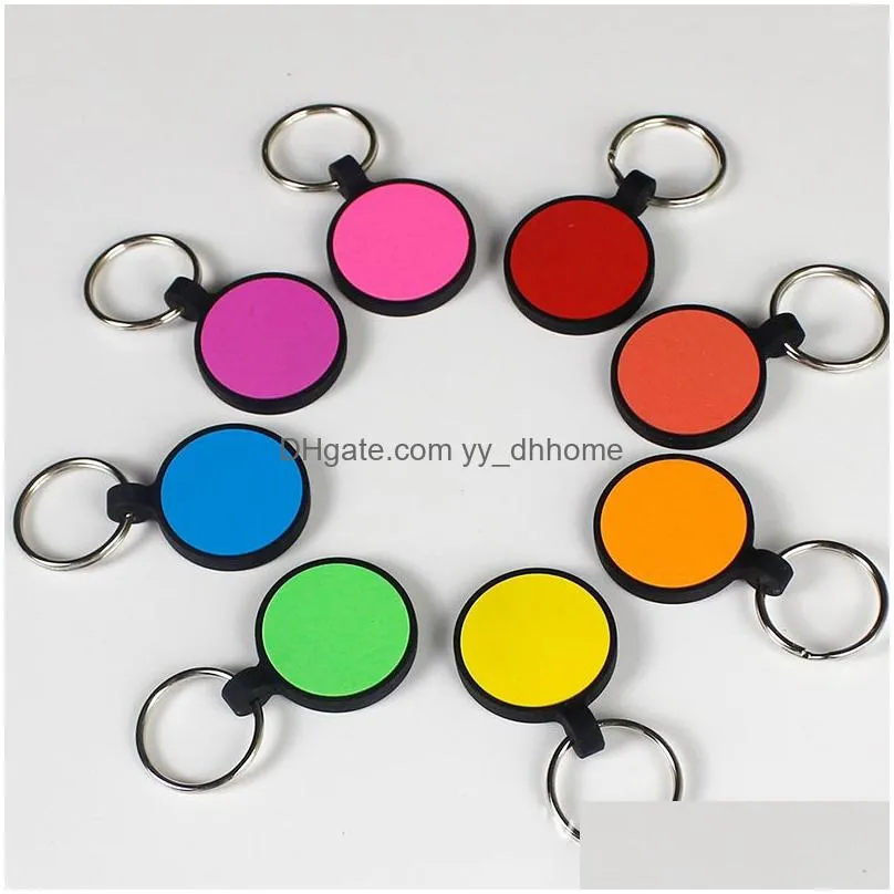 food grade silicone pet tag keychains diy round cat and dog tags pet id card keyring