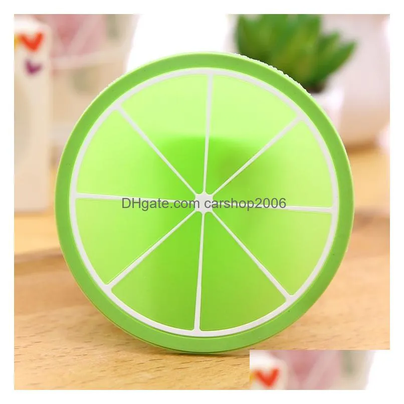 fruit silicone coaster mats pattern colorful round cup cushion holder thick drink tableware coasters mug 6 styles