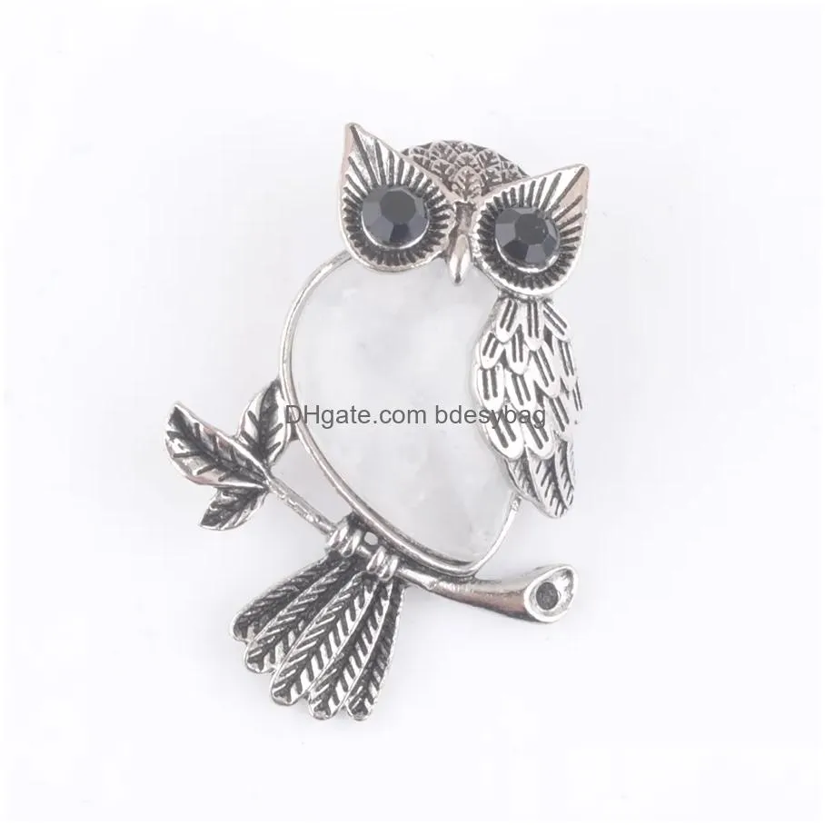 natural stone owl pendant for diy jewelry making necklace accessories blue sand tigers eye aventurine bn494