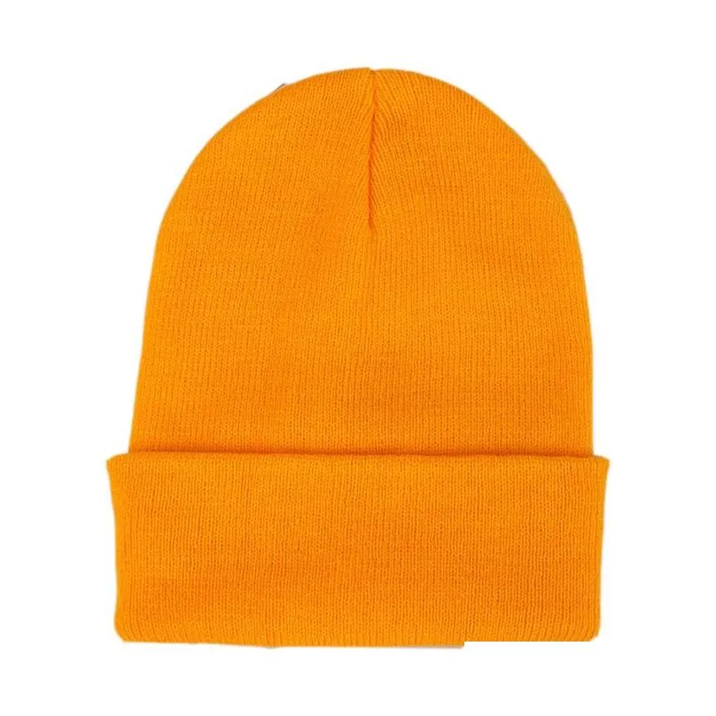 pure color knitted hats men and women outdoor warm hat embroidery wool hat simple beanie cap custom logo