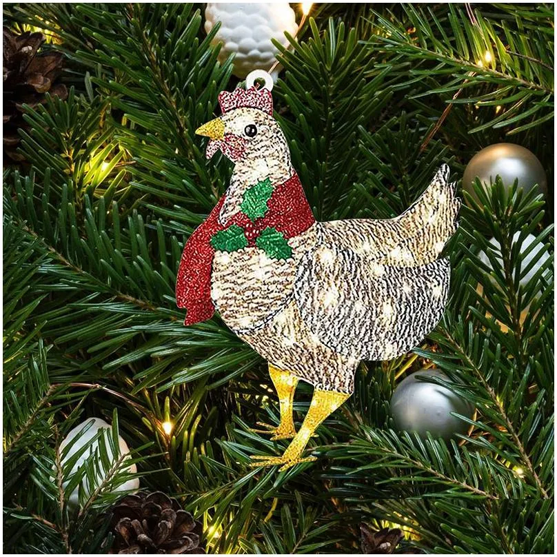 christmas decoration wooden pendant creative scarf chicken home holiday christmas tree ornaments xmas gift