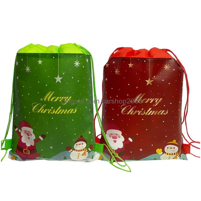 christmas drawstring bags wrap cartoon children candy storage bag backpack holiday party gift package