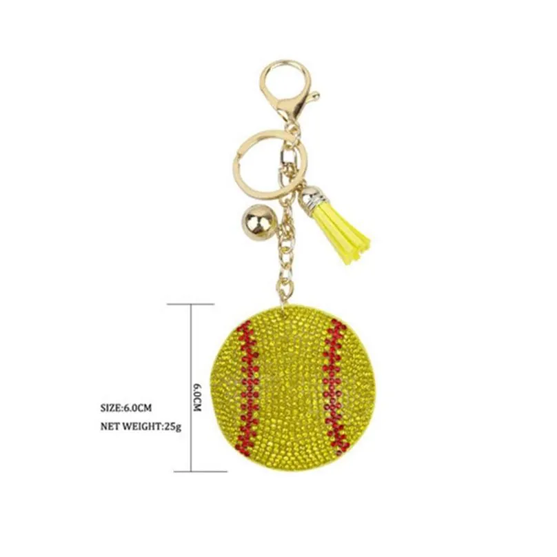 sports baseball keychain diamond keychains luggage decoration key chains keyring fashion accessories