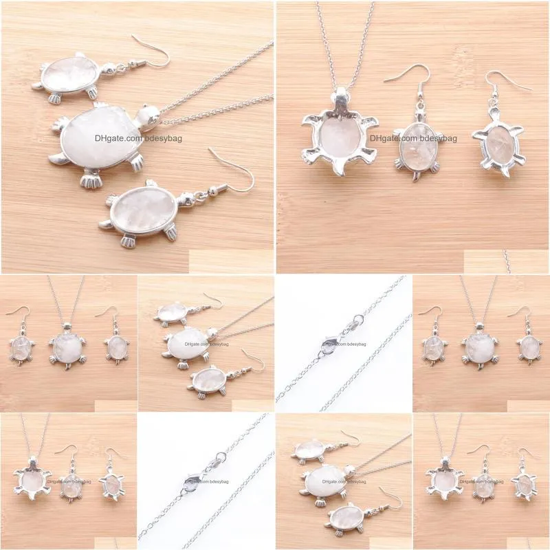 new arrivals bridal party jewelry set for women hanging earrings natural white crystal pendant dangle necklaces sets chain 45cm q3108