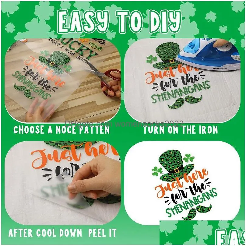 notions st.patricks day iron on transfer cutees decals appliques sticker for tshirts clothes bag pillow covers diy decorations