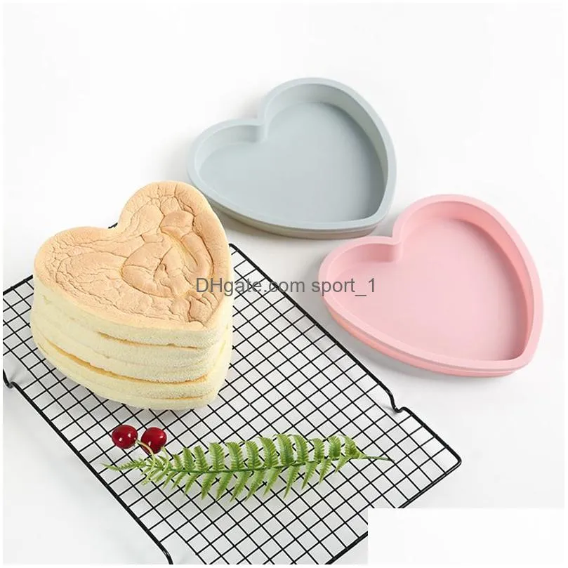 8 inch silicone baking moulds creative heart shaped cake tool non stick home kitchen bakeware