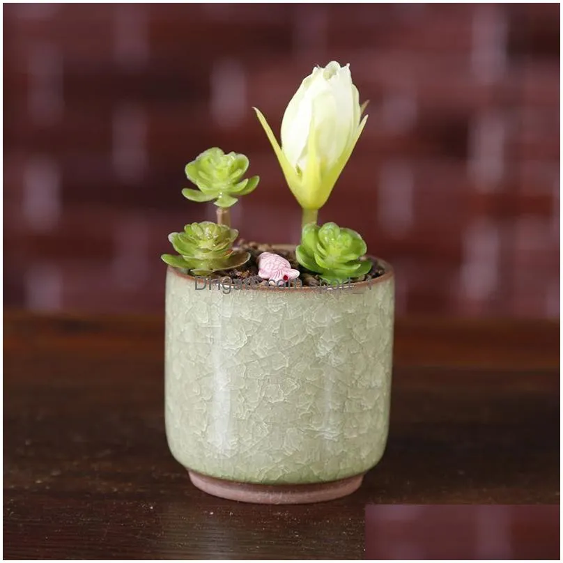 ice cracked mini ceramic flower pot colorful cute flowerpot for desktop decoration meaty potted plants planters