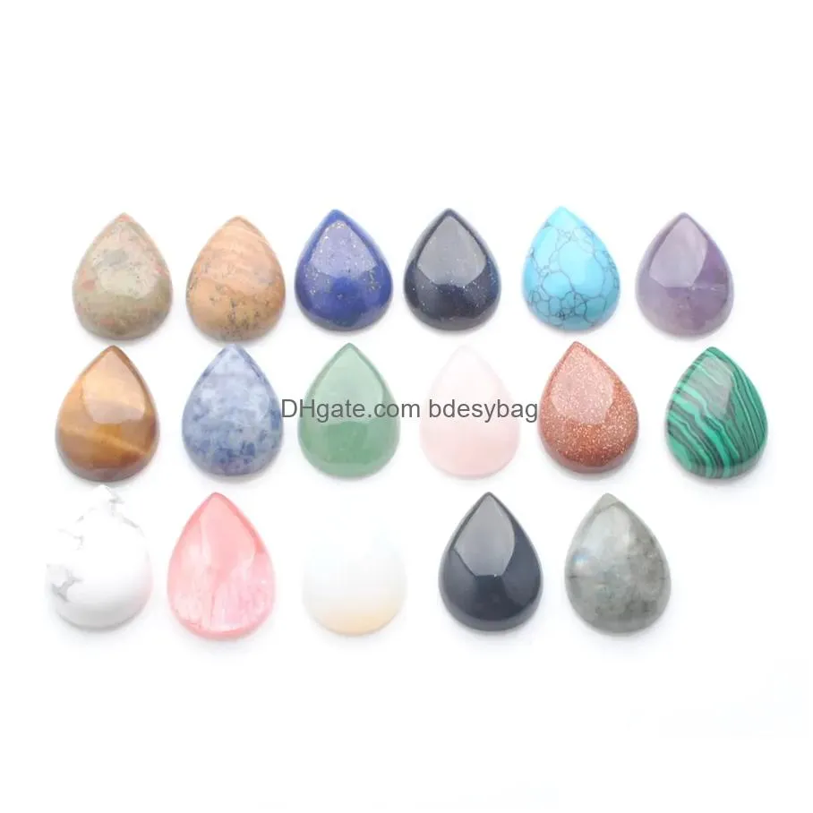 natural gemstones cabochon teardrop shape 18x25mm no hole beads for jewelry finding aventurine agates lapis opal bu318