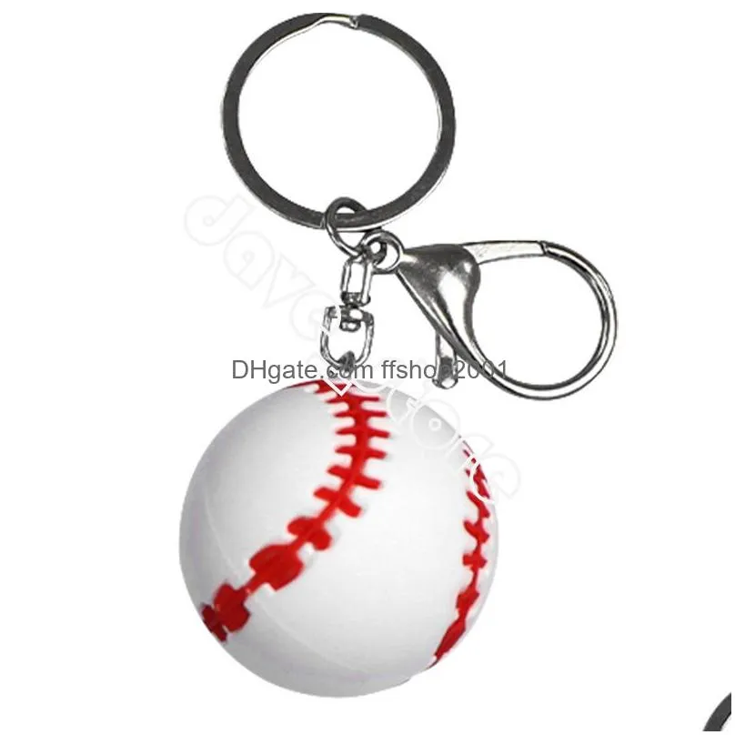 pvc ball keychain baseball tennis basketball sports keychain pendant luggage decoration key chain gift keyring