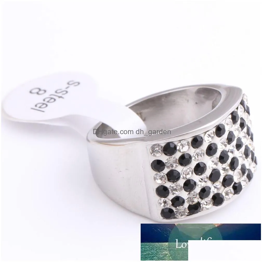 fashion crystal jewelry black dots rings for party gift 316 stainless steel women ring wholesale jewelry supplier factory price expert design quality latest