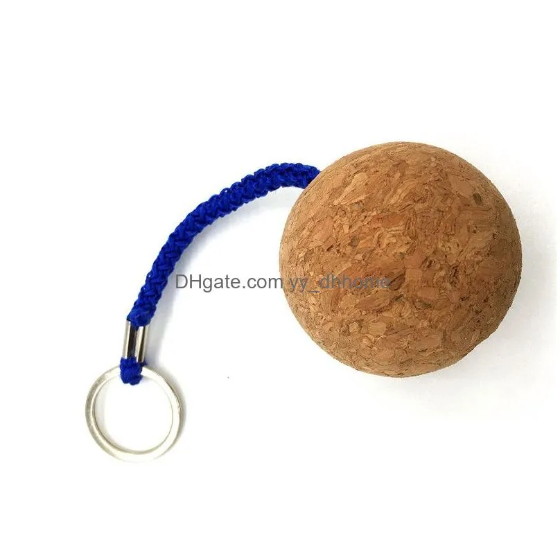 round ball cork keychains diy wooden keychain pendant car key chain gift keyring 35mm