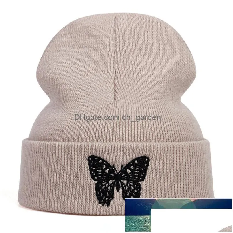 butterfly embroidery beanie hat new uni winter hats women men solid autumn beanies knitted hats skullcap hip hop wool hats factory price expert design