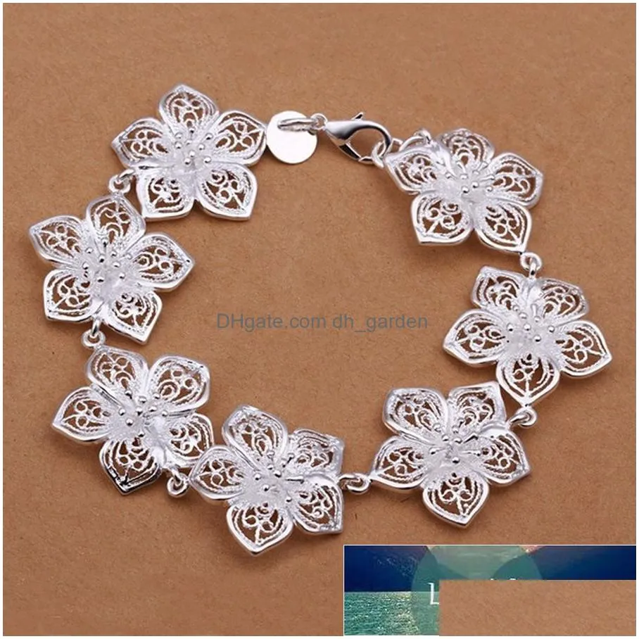 925 sterling silver bracelet flower chain elegant beautiful jewelry wedding bracelets for women lady cute wedding 20cm 8inch factory price expert design