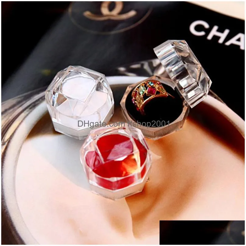 valentines day ring box transparent jewelry stand acrylic necklace earring jewelry boxes 4x4cm