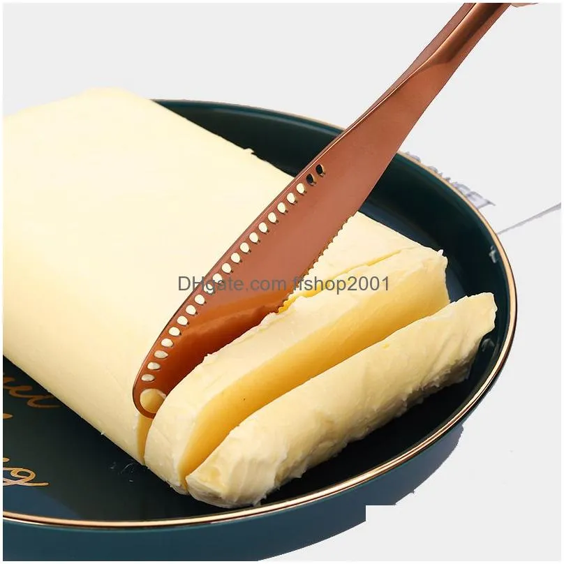 stainless steel butter knife baking tools with hole cheese jam spreaders cream knifes hangable home multifunctional dessert tool