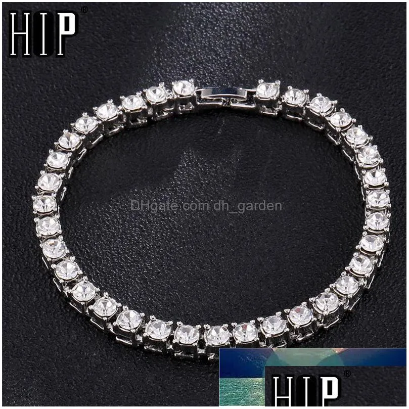 hip hop 1row bling cz iced out rhinestone cubic zirconia bracelet tennis chain bracelets for women men jewelry factory price expert design quality latest