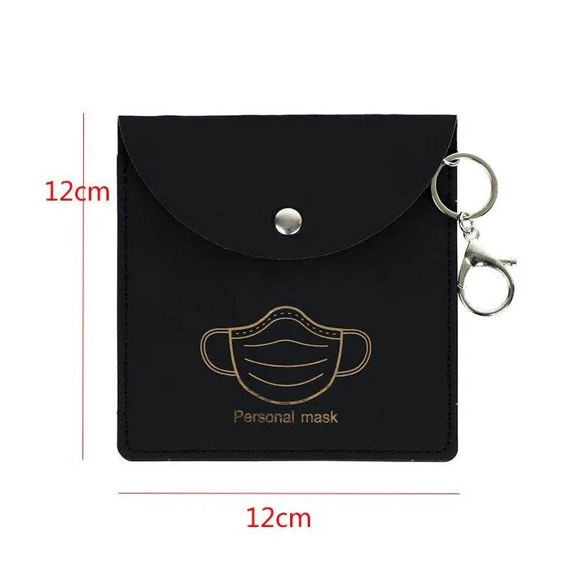 portable mask storage bags keychains dust masks bag keyring pendant pu leather key chain accessories reusable