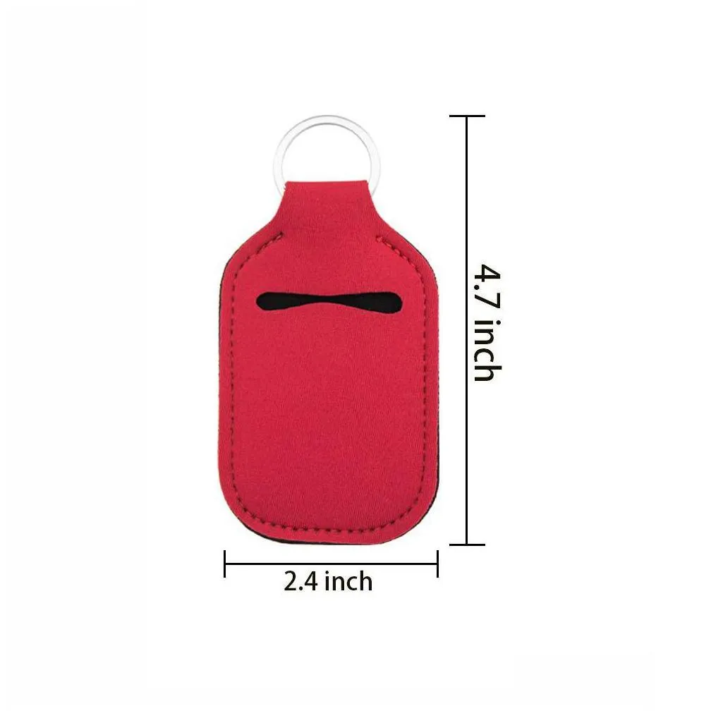 solid color neoprene sanitizer holder keychains outdoor portable mini bottle cover key chain lipstick cover