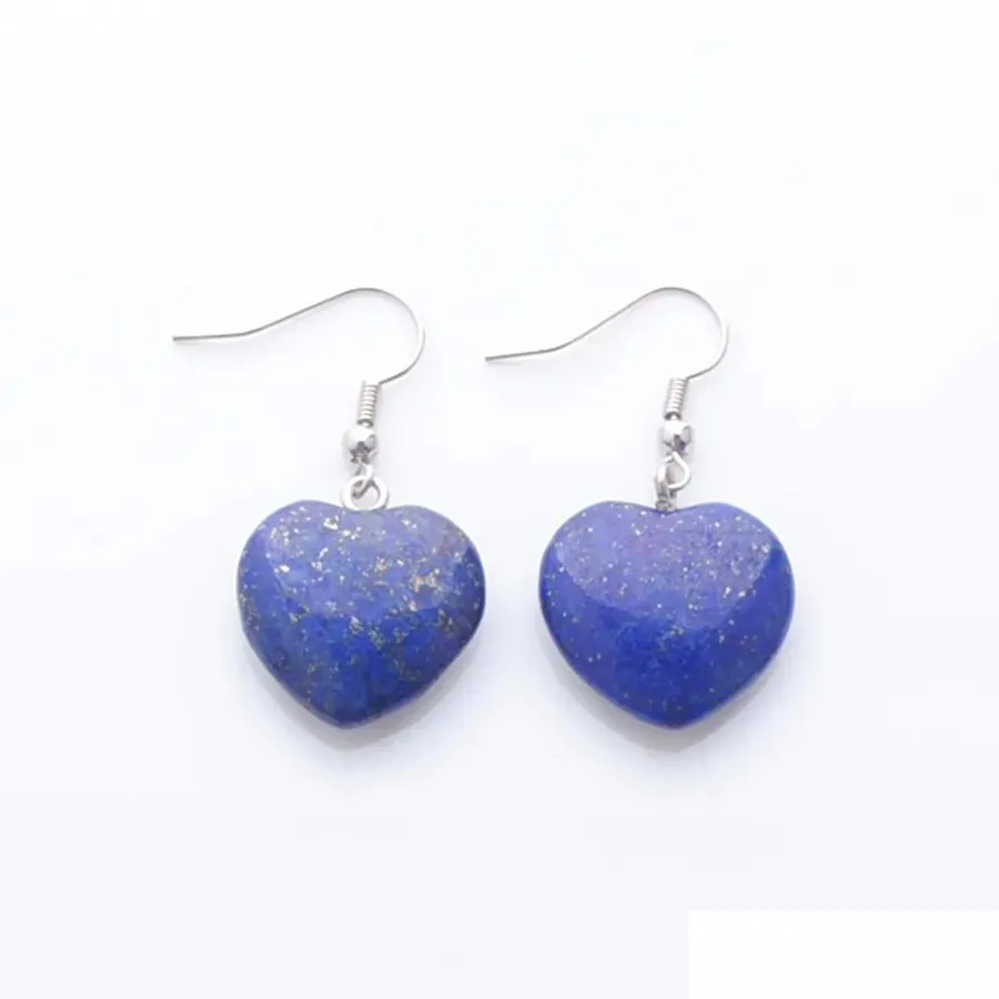 natural lapis lazuli beads stone dangle chandelier earrings for women romantic heart shaped pendant hanging earring fashion jewelry