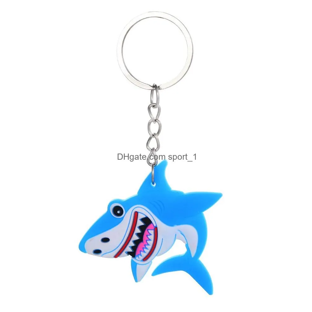 pvc keychain creative ocean animal cartoon keychains car key chain christmas gift keyring