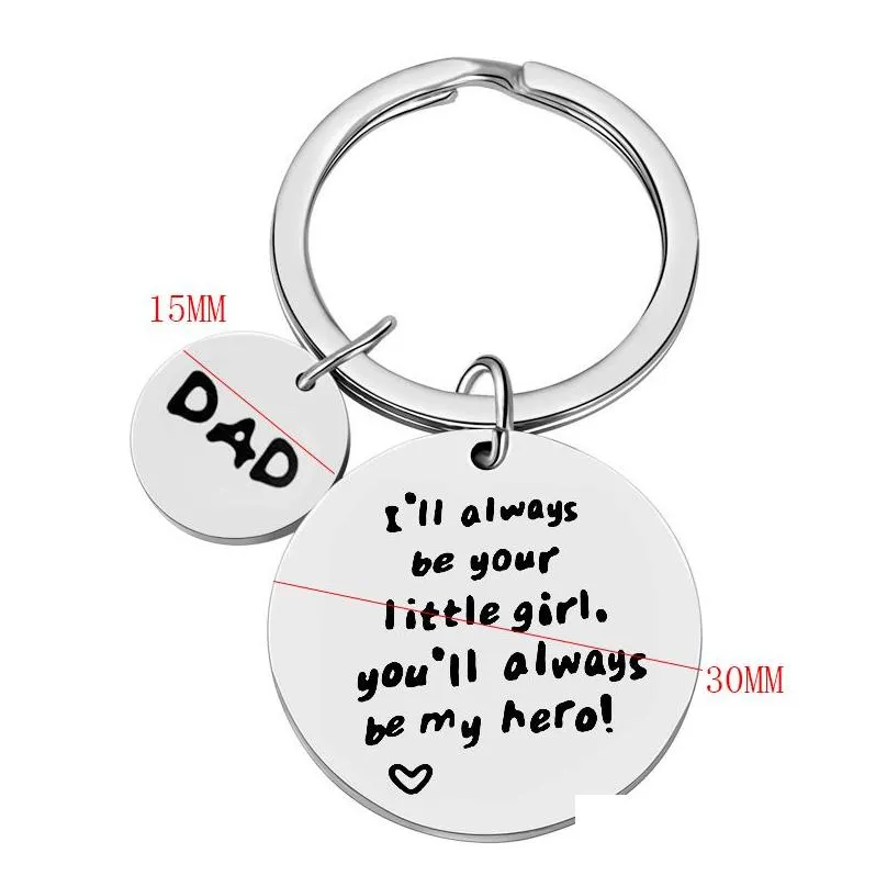 dad fathers day gift stainless steel keychain pendant ill always be your little girl key ring luggage decoration keychains